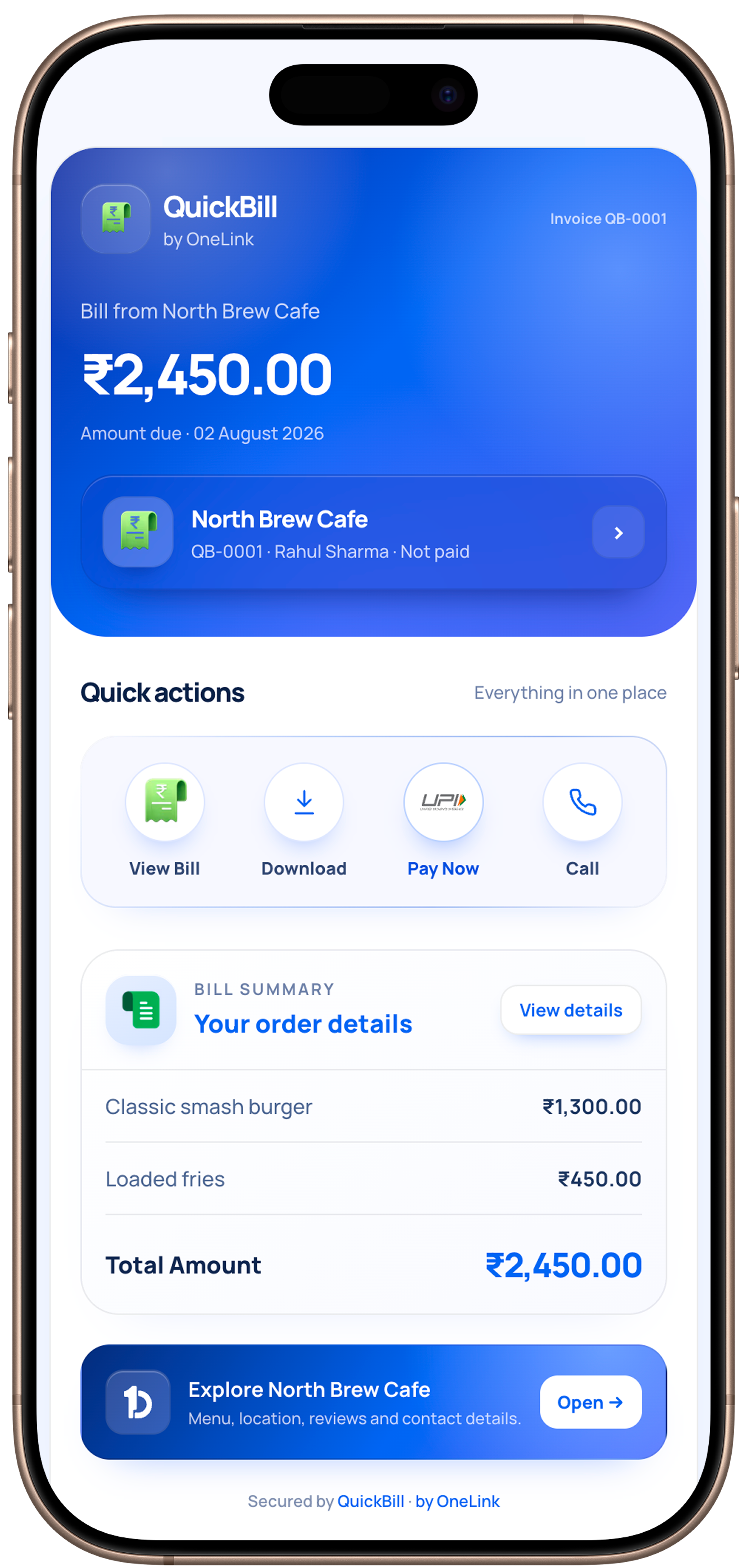 QuickBill mobile demo