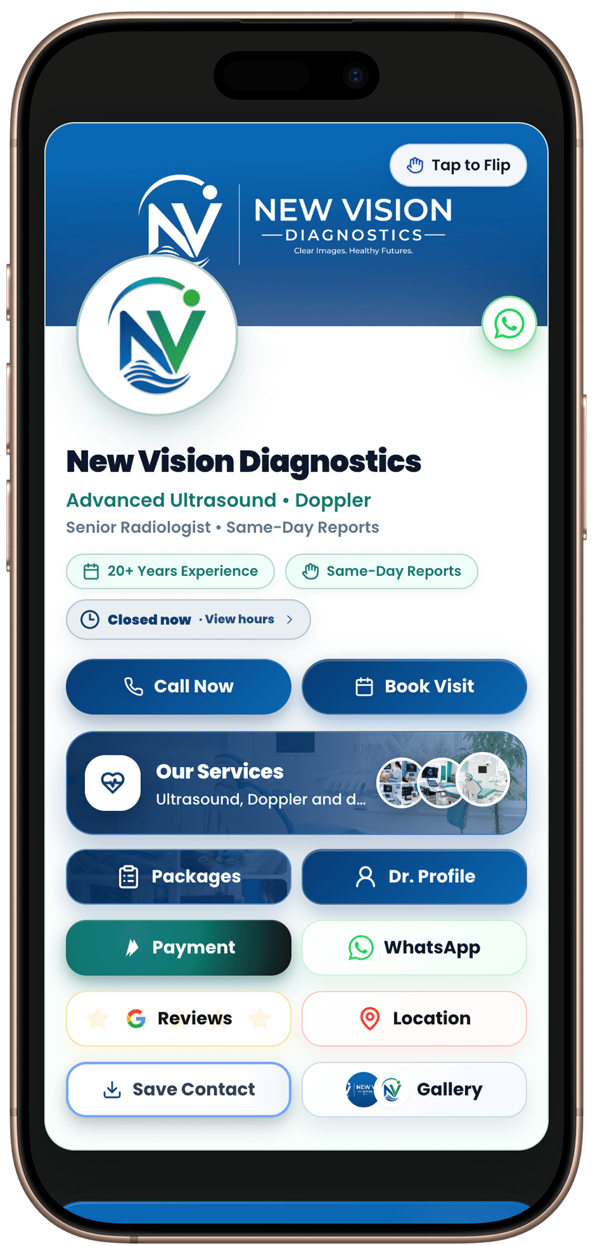 New Vision Diagnostics OneLink mobile mockup